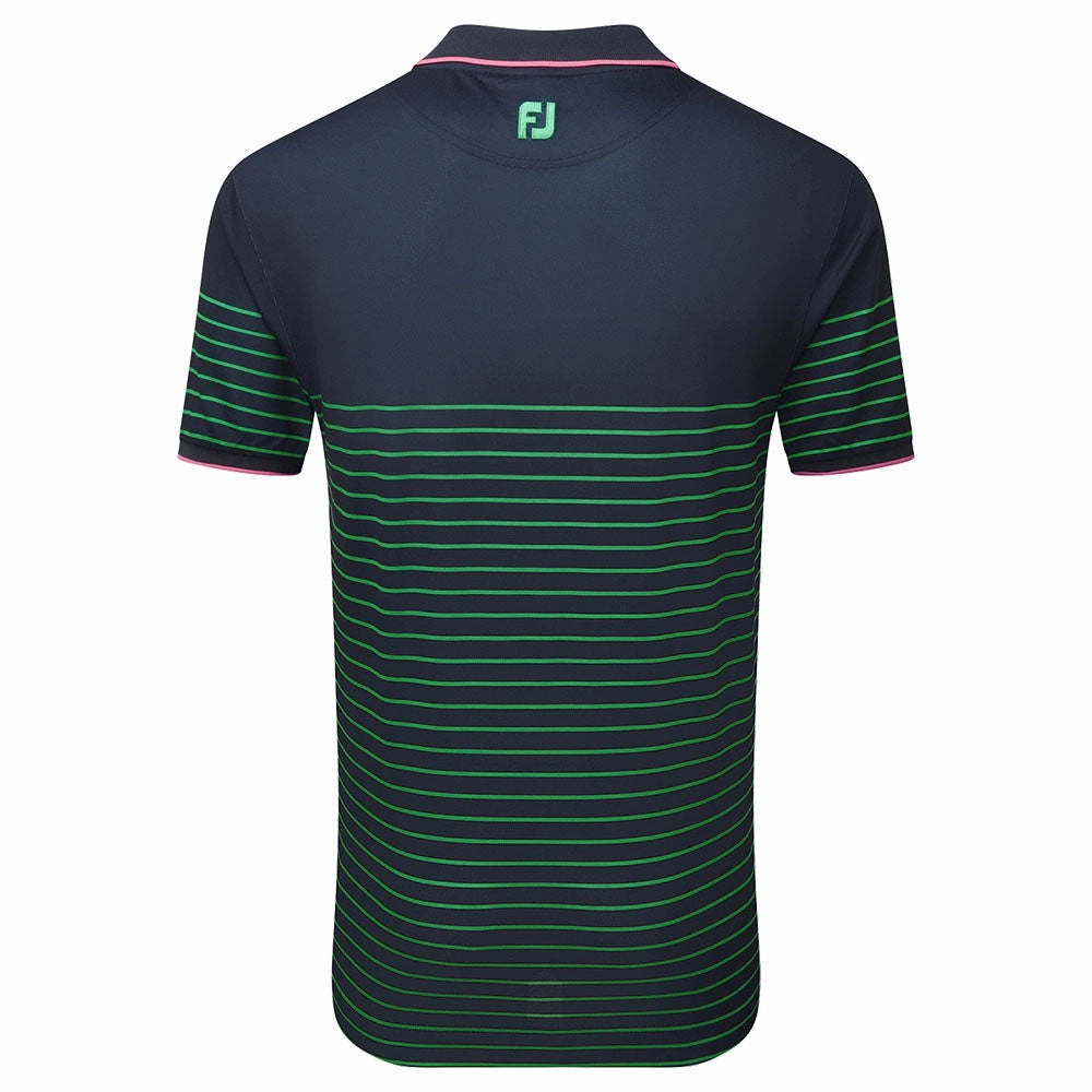 Trendy popularity Chic Wearable FootJoy Breton Stripe Pique Polo Shirt - Navy/Sea Green/Watermelon