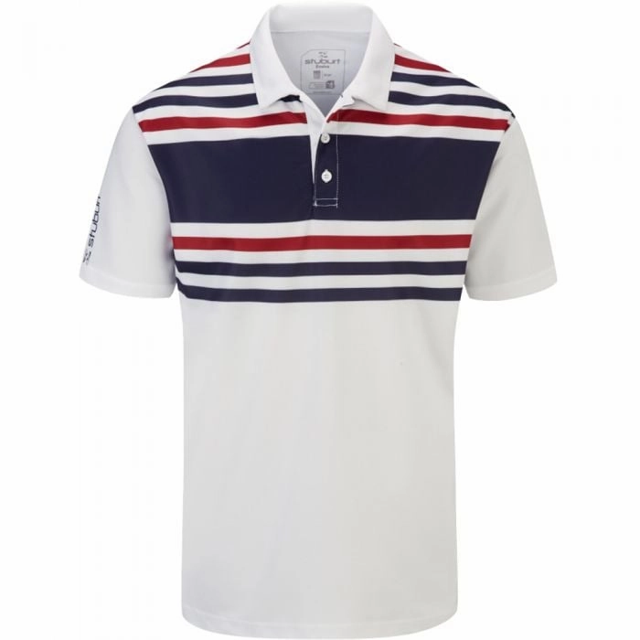 EcoFriendly Dye Casual Look Wear Stuburt Evolve Pure Stripe Polo Shirt - White/Midnight
