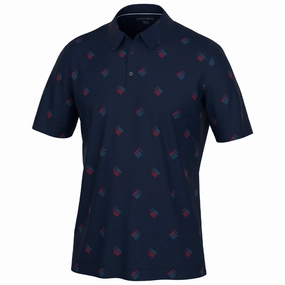 Crew neck classic Breathable Fit Galvin Green Memo Polo Shirt - Navy
