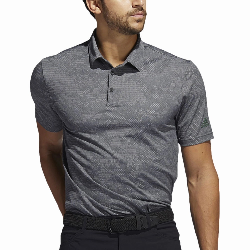adidas Camo Polo - Black/Grey Three EasyCareFabric