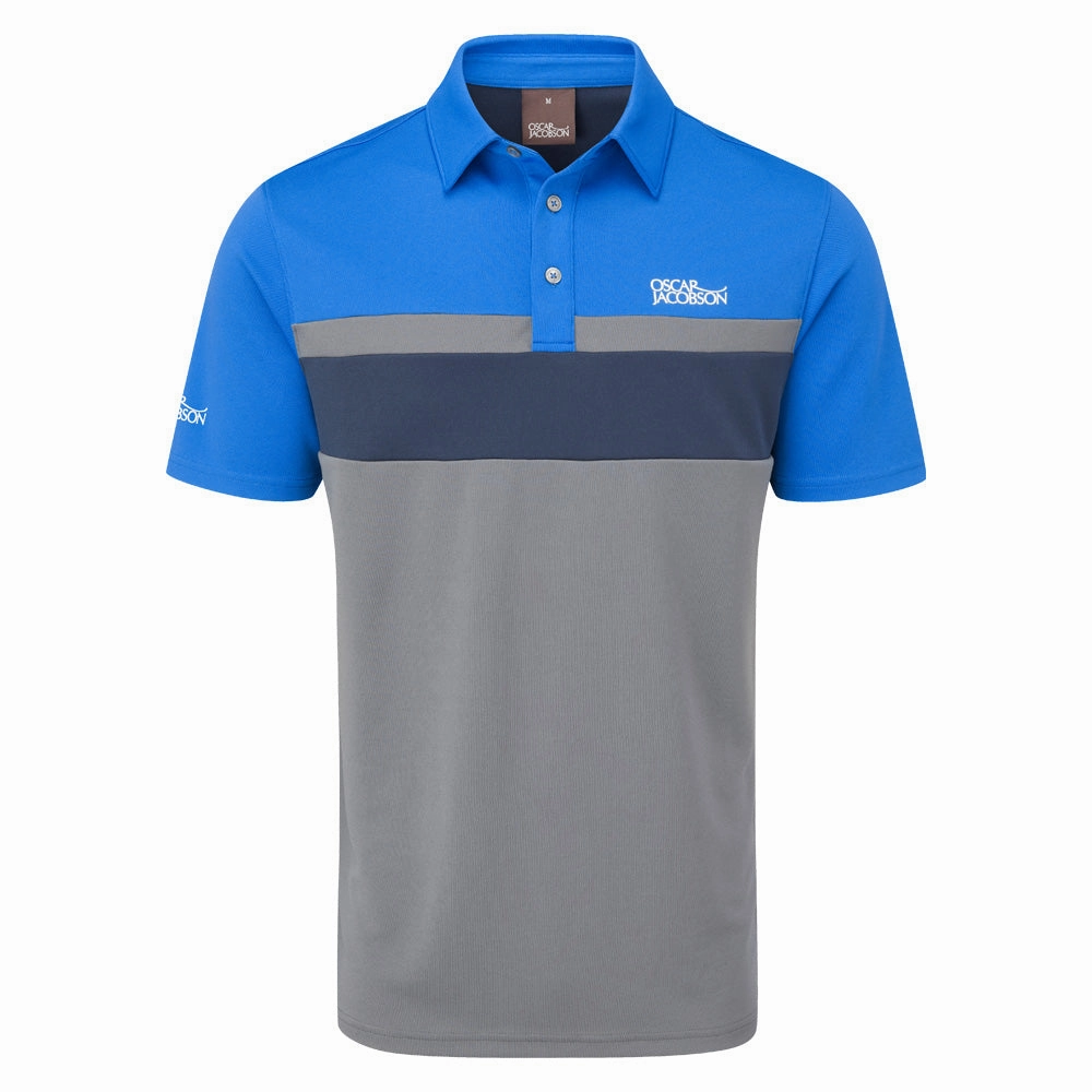 Minimalist fashion Layering Fashion Oscar Jacobson Boston Polo Shirt - Pewter/Royal