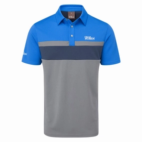 Oscar Jacobson Boston Polo Shirt - Pewter/Royal Minimal Comfort Wear