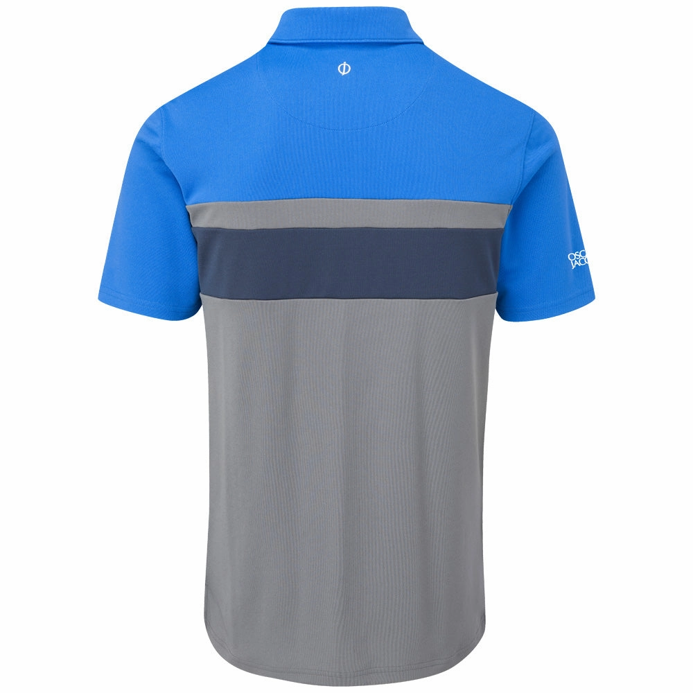 Wrinkle Resistant Cloth Oscar Jacobson Boston Polo Shirt - Pewter/Royal