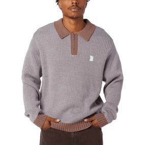 HUF Megablast Two Tone Waffle Sweater - Washed Blue/Moss Seamless Stitching Fast Drying