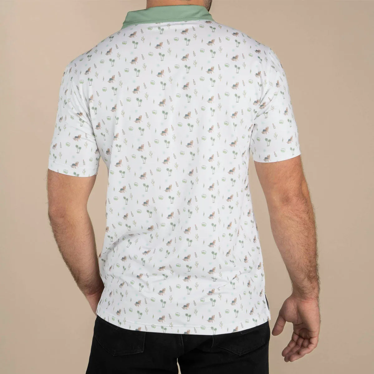 Sendero High Noon Performance Polo Shirt - White Oasis Stretchy Cloth Flexible Movement