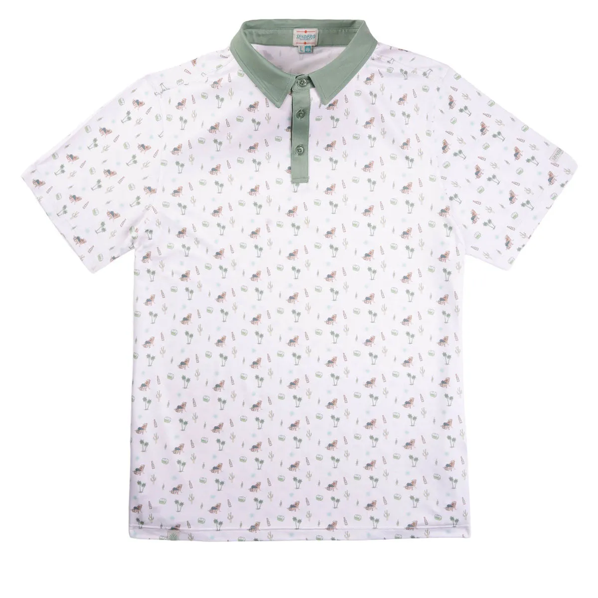 Anti Pill Technology Iconic look Sendero High Noon Performance Polo Shirt - White Oasis