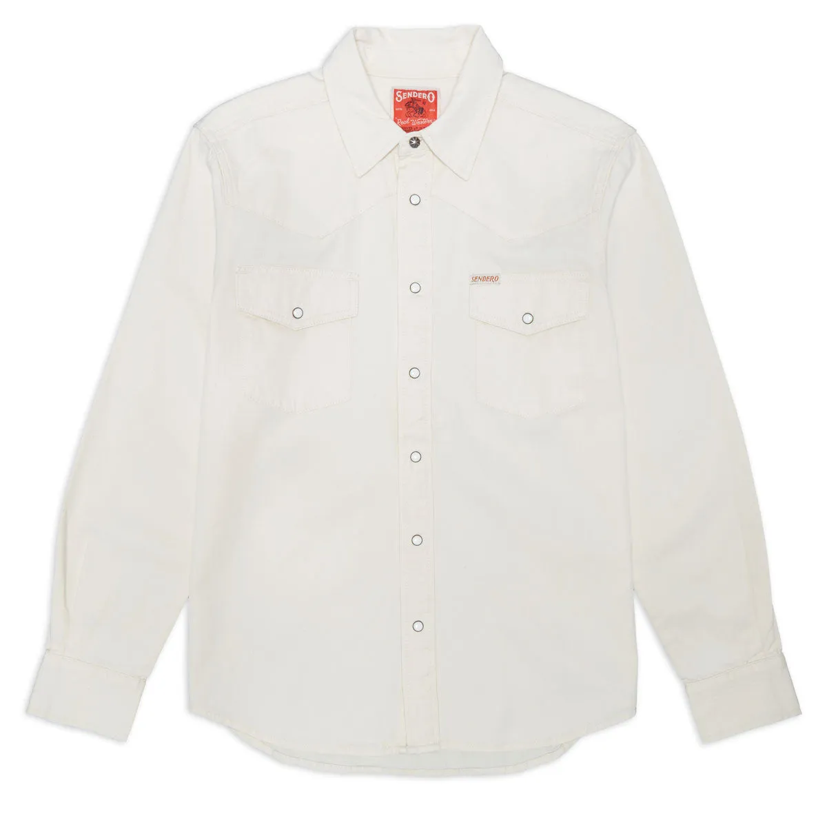 Soft Collar Design Sendero The Wyatt Pearl Snap Long Sleeve Shirt - Ecru