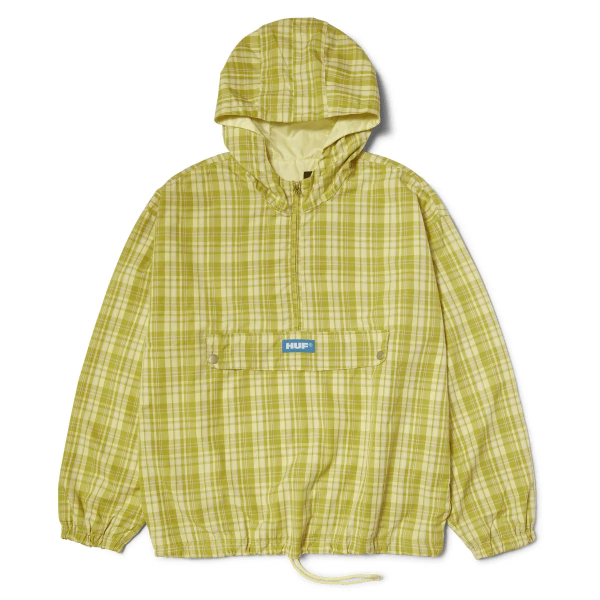HUF Rivington Plaid Anorak Jacket - Tarragon Fringe Detail Stylish Comfort