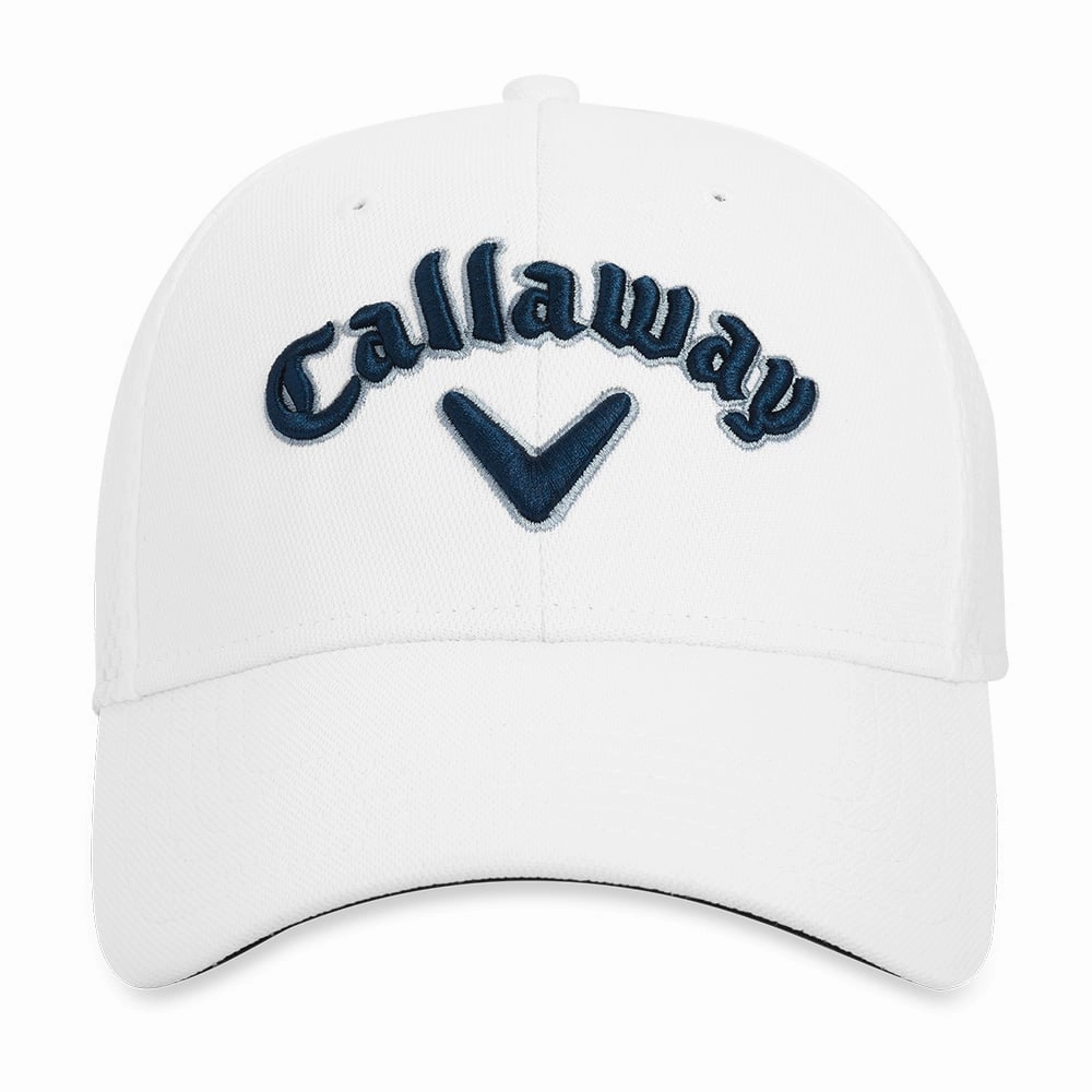 Callaway Mesh Fitted Cap - White/Navy/Silver Chic and Cozy Breathable mesh