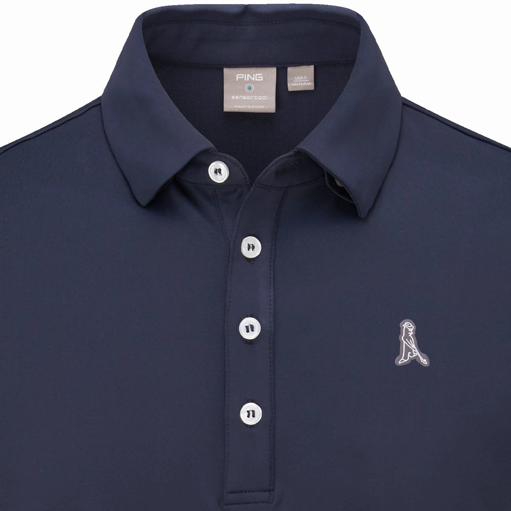 Fresh Outfit Style Raw Hem Finish Ping SensorCool Mr Ping Polo Shirt - Navy