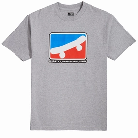 Textured Surface Shorty's Skate Icon T-Shirt - Athletic Grey