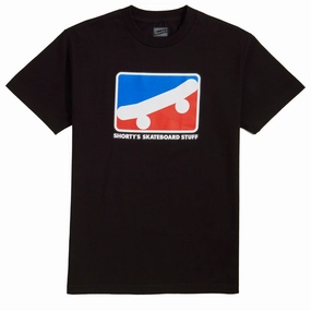 Shorty's Skate Icon T-Shirt - Black Layered Neckline ZeroDistressFinish