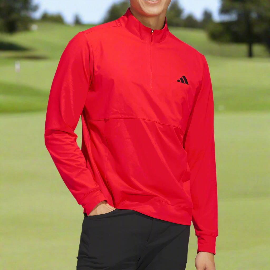 adidas Ultimate365 Tour 1/4 Zip Pullover - Pure Ruby dry cleanable