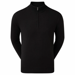 Breathable Material Classic Hoodie FootJoy Wool Blend 1/2 Zip Lined Pullover - Black