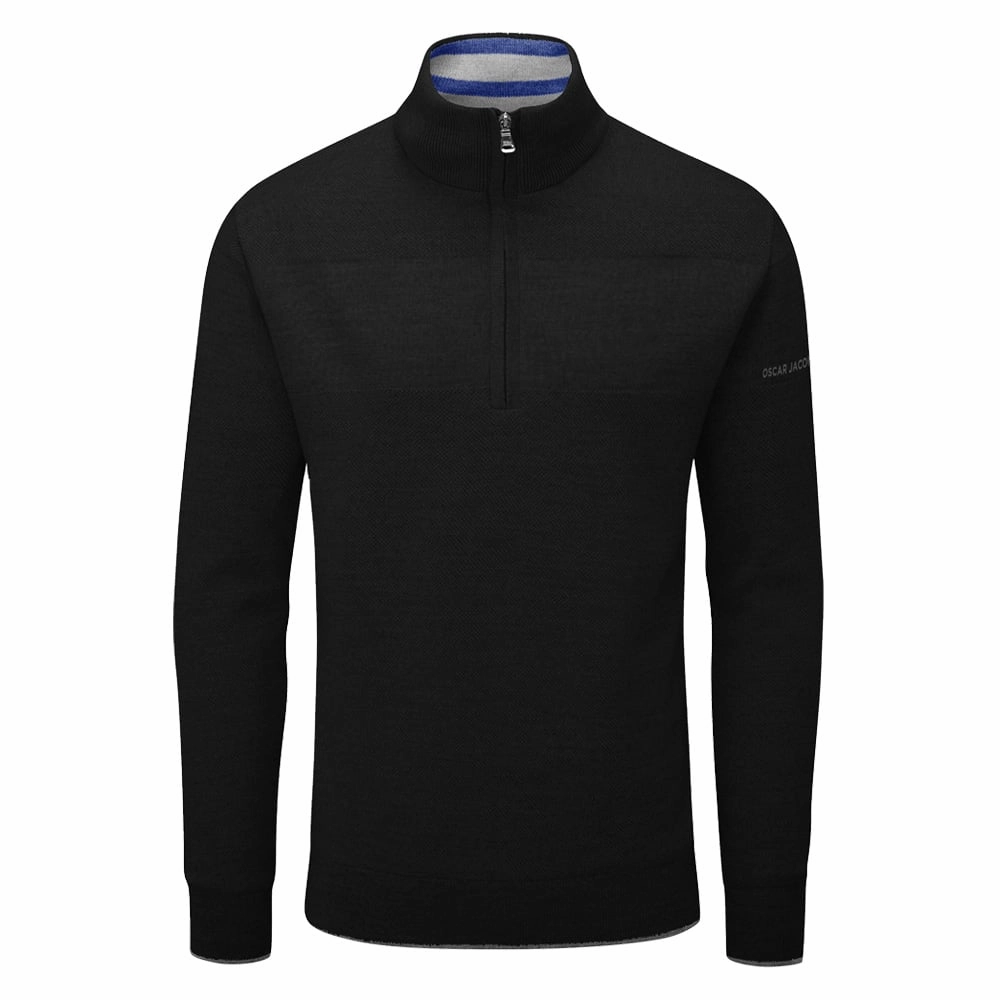 Oscar Jacobson Anders Lined 1/2 Zip Sweater - Black Relaxing Wear
