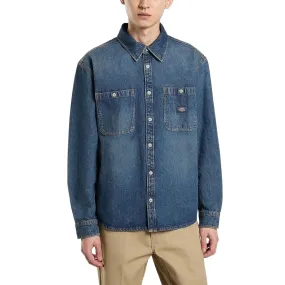 Dickies Mechanic Denim Long Sleeve Shirt - Khaki Tinited Blue Breathable Layer