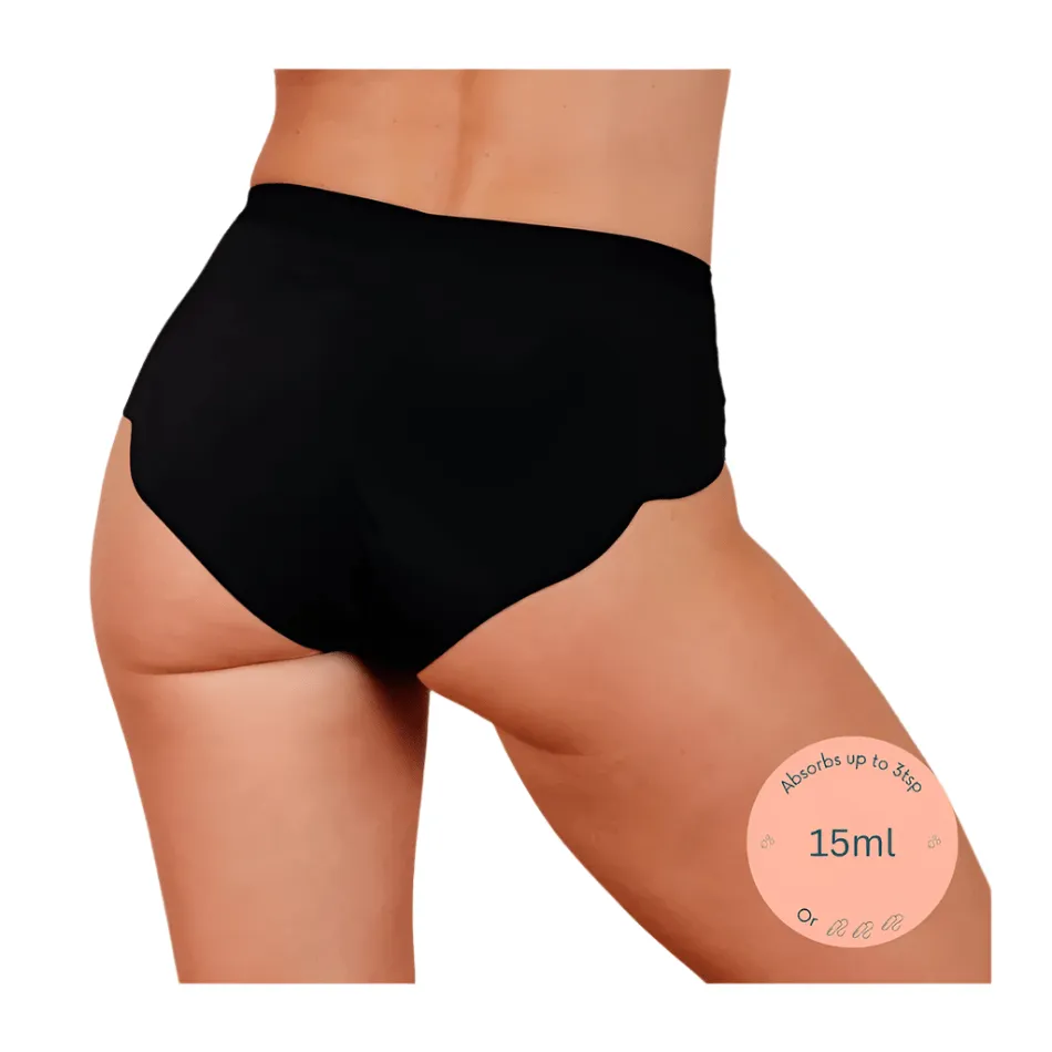 Party Teams NIXI Body Susie Sporty Hip Hugger Leak Proof Women's Underwear in Black