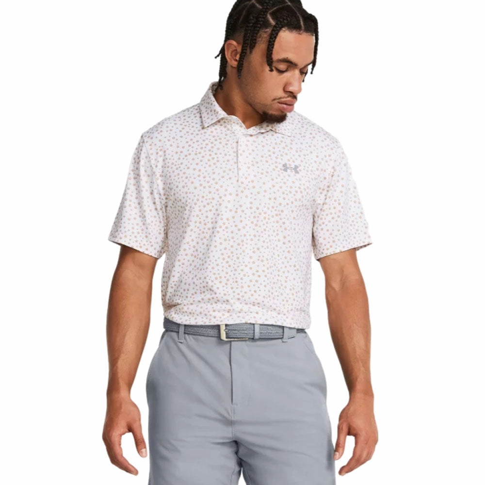 FadeResistant Coating Under Armour Playoff 3.0 Printed Polo Shirt - White/Photon Blue/Steel