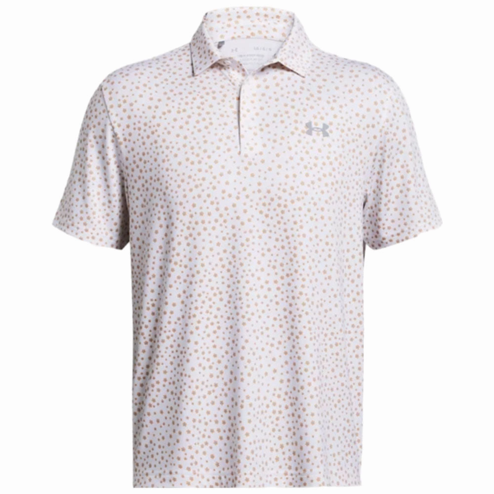 Under Armour Playoff 3.0 Printed Polo Shirt - White/Photon Blue/Steel Versatile Top Cool Weather Wear