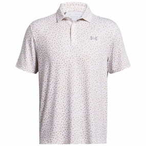 Under Armour Playoff 3.0 Printed Polo Shirt - White/Photon Blue/Steel Versatile Top Cool Weather Wear