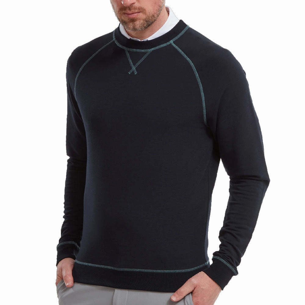 Comfy Mood hypoallergenic FootJoy French Terry Crew Neck Sweater - Heather Navy