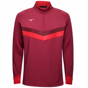 Mizuno V Stripe 1/4 Zip Pullover - Burgundy Cool Essentials