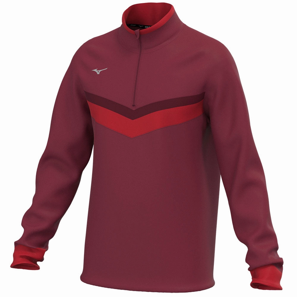 Cozy Design Mizuno V Stripe 1/4 Zip Pullover - Burgundy