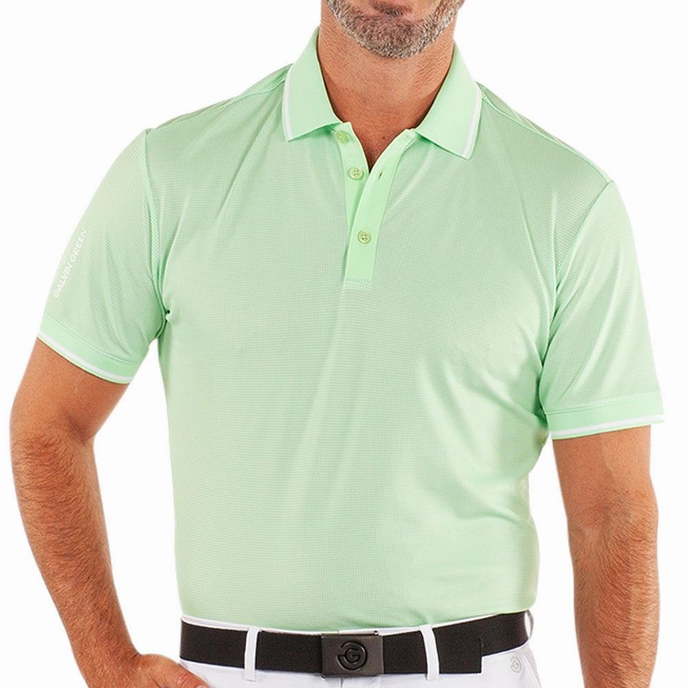 Non Restrictive Silhouette Essential Look Galvin Green Miller Polo Shirt - White/Fresh Green
