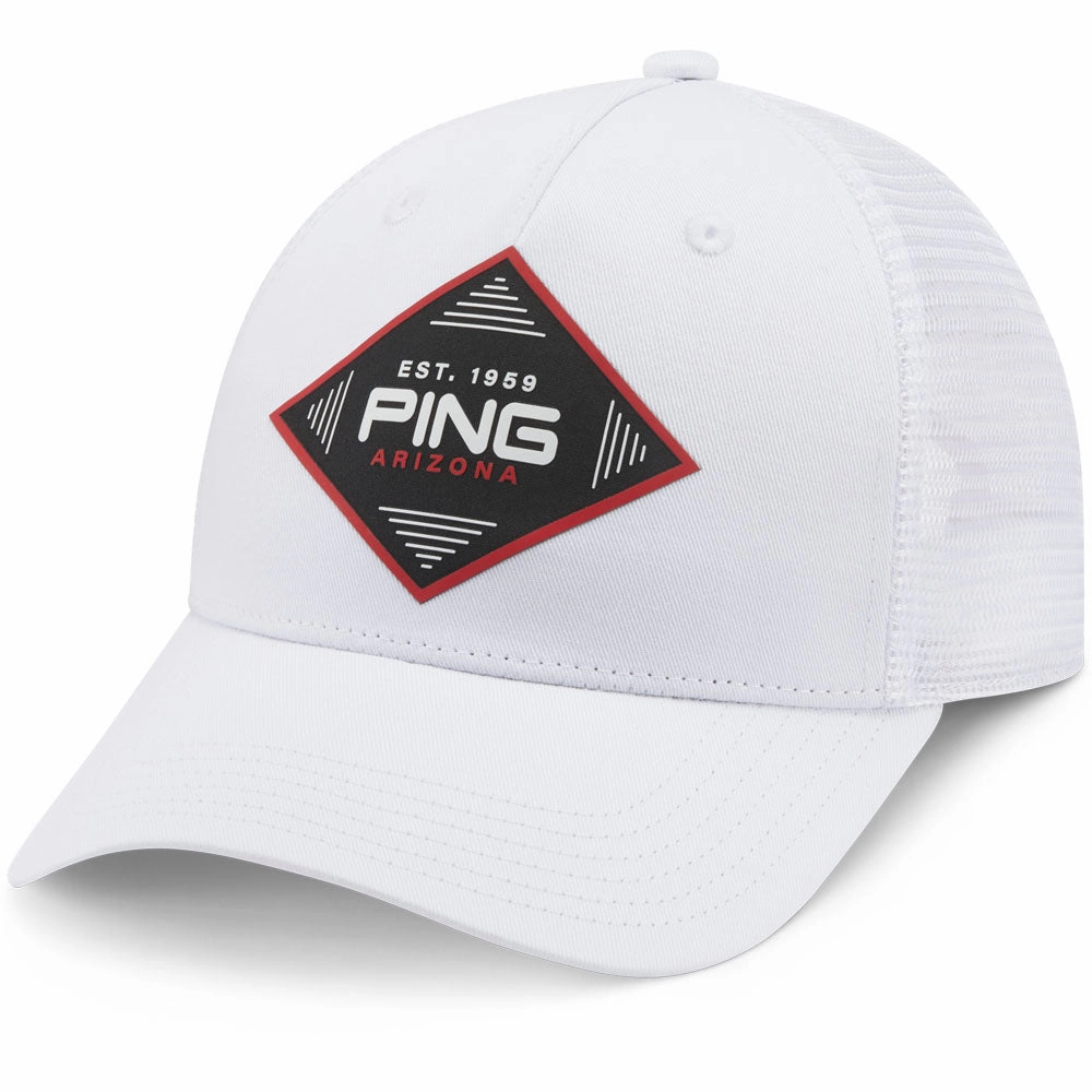 Ping Diamond Trucker Cap - White Daily Fit