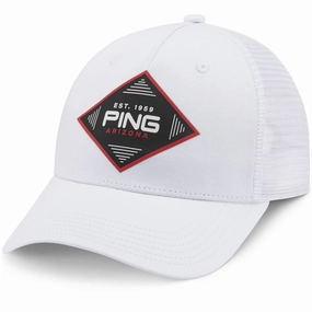 Ping Diamond Trucker Cap - White Daily Fit