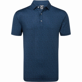 ethical FootJoy Painted Floral Lisle Polo Shirt - Navy