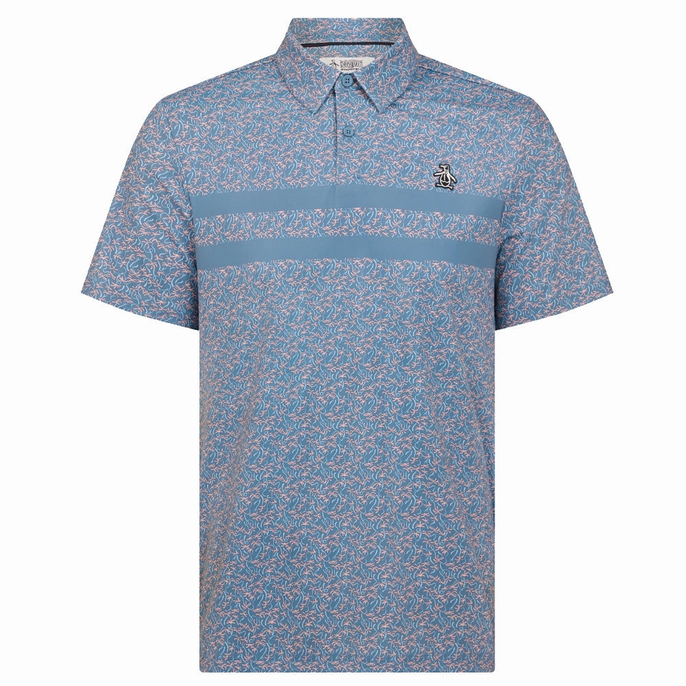 Original Penguin Engineered Novelty Striped Polo Shirt - Quiet Harbor Classic Chic