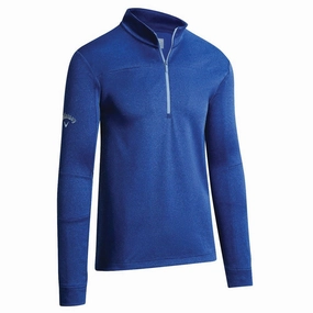 Cozy Wearable Everyday Essentials Callaway Pieced Waffle 1/4 Zip Fleece - Egyptian Blue