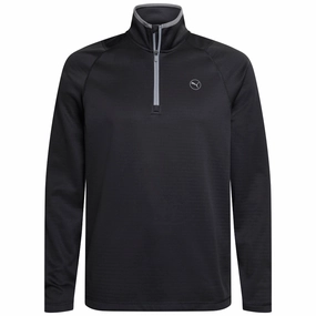Vintage Style Puma Waffle Fleece 1/4 Zip Sweater - Puma Black