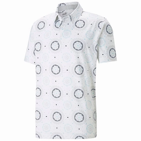 Reinforced Shoulder Seams Puma MATTR Rising Polo Shirt - Bright White/Tropical Aqua
