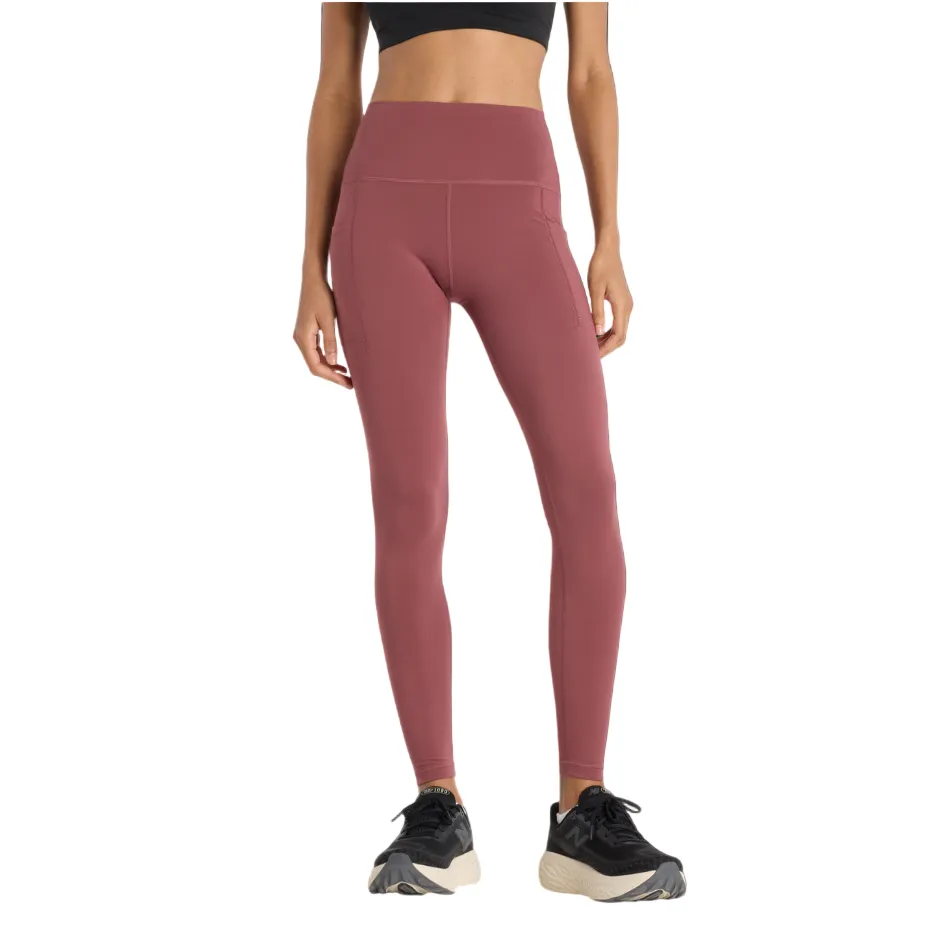 Fade Resistant Camping Gear Comfortable fit New Balance Women's Sleek Pocket High Rise Legging 27" in Washed Burgundy AW25