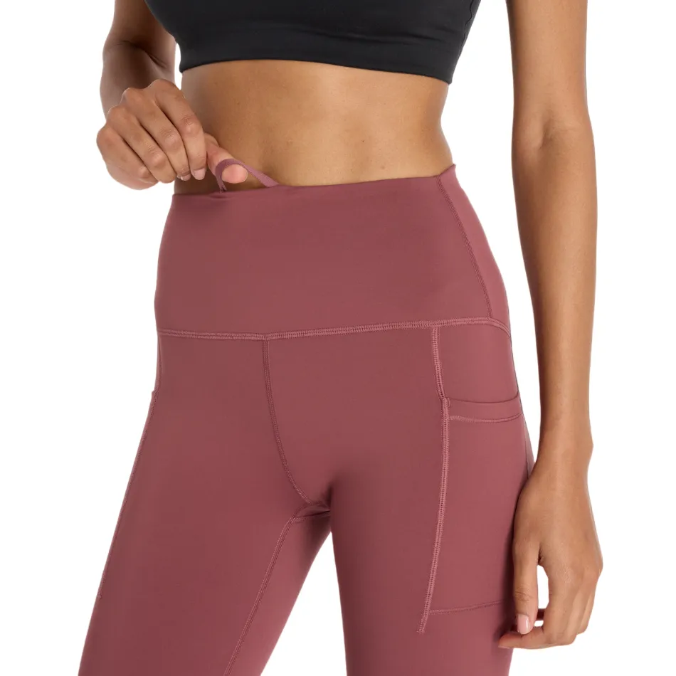 Move Comfort Outdoor Running Anti Odor New Balance Women's Sleek Pocket High Rise Legging 27" in Washed Burgundy AW25