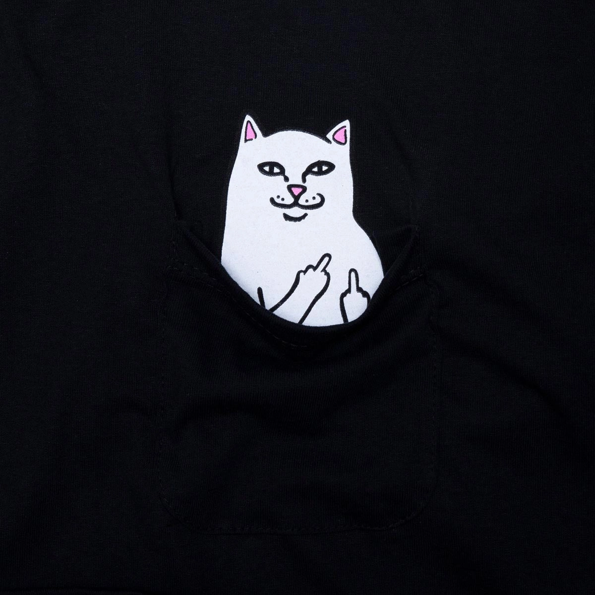 Oversized Silhouette RIPNDIP Lord Nermal Pocket Long Sleeve T-Shirt - Black/White