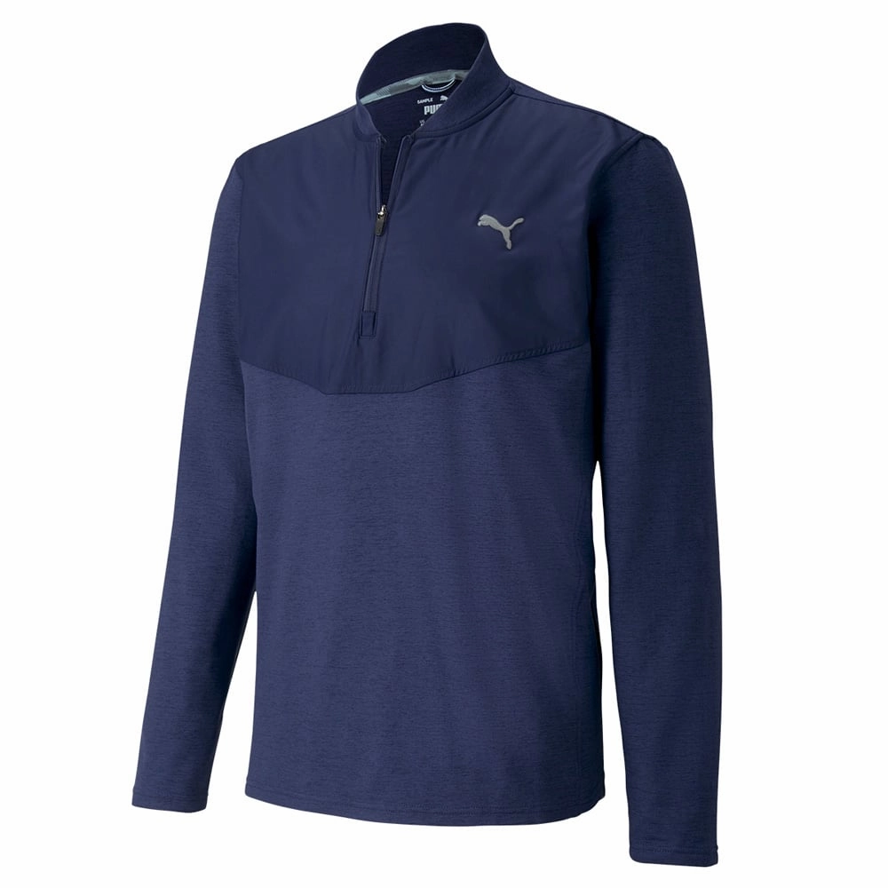 Minimalist Look Essential Fit Puma Cloudspun 1/4 Zip Pullover - Peacoat Heather