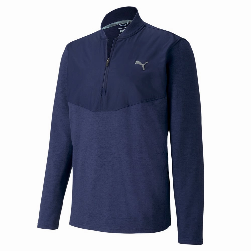 Puma Cloudspun 1/4 Zip Pullover - Peacoat Heather Timeless Style Comfy Basics