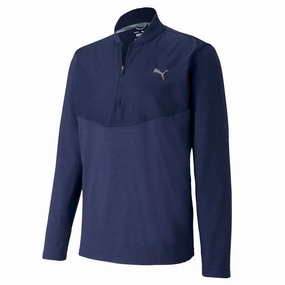 Puma Cloudspun 1/4 Zip Pullover - Peacoat Heather Urban Relaxed