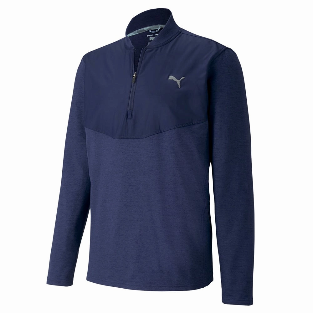 Puma Cloudspun 1/4 Zip Pullover - Peacoat Heather Urban Relaxed