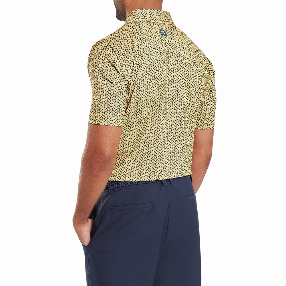 FootJoy Citrus Print Lisle Polo Shirt - Taxi/Navy shopping right size