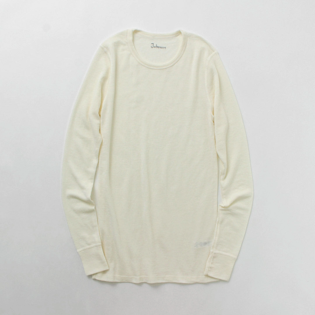 JOHA / 100% Merino Wool Long Sleeve T-Shirt Trendy Design Stretchable Fabric
