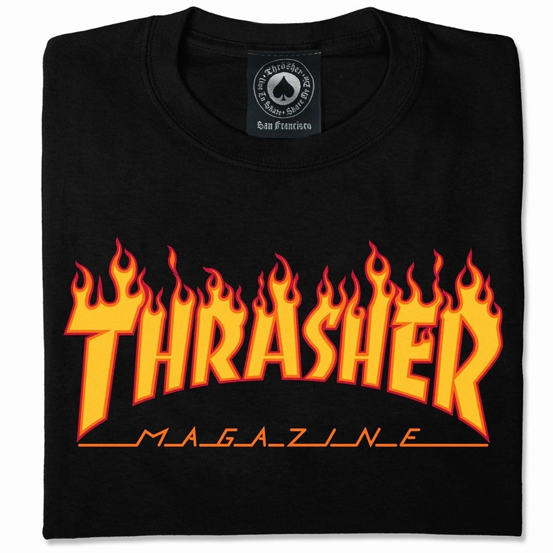 Thrasher Flame T-Shirt - Black Wrinkle Free Fabric casual and comfortable