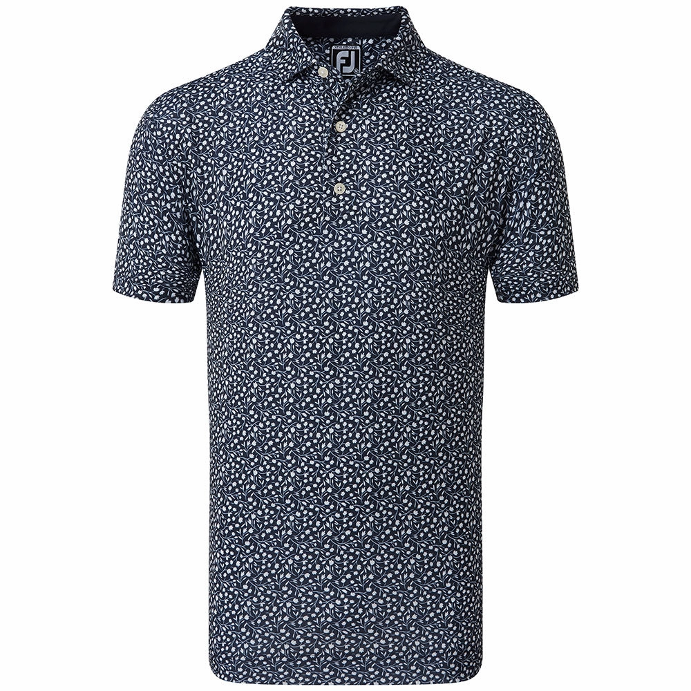 Street Comfort Scoop neck FootJoy Tossed Tulips Polo Shirt - Navy/White