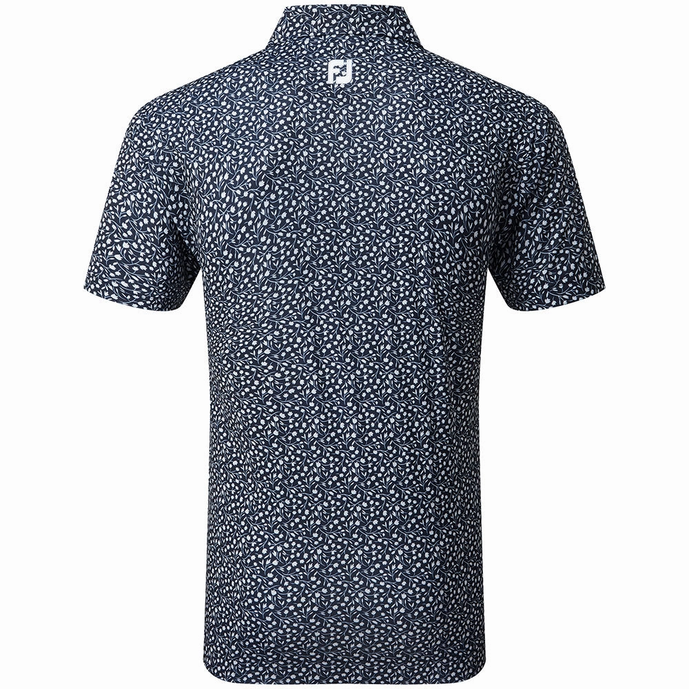 FootJoy Tossed Tulips Polo Shirt - Navy/White V neck style Weekend Outfit
