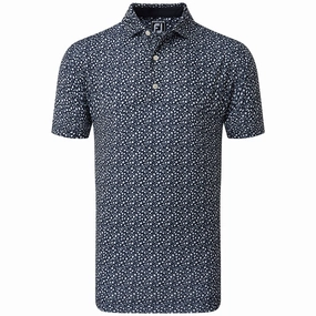 Street Comfort Scoop neck FootJoy Tossed Tulips Polo Shirt - Navy/White