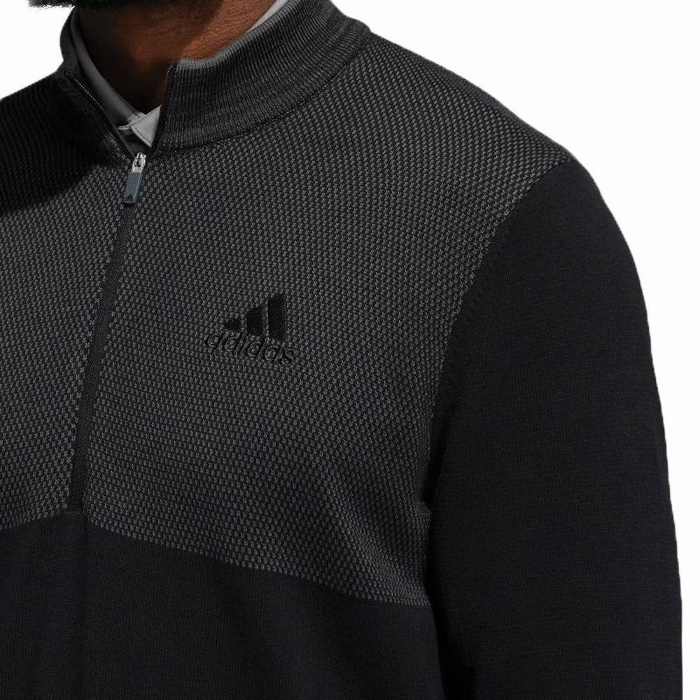 adidas Sport Zip Neck Sweater - Black Moisture wicking