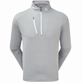 comfort test Sporty essentials FootJoy Heather Pinstripe Chill-Out 1/2 Zip Pullover - Grey/White
